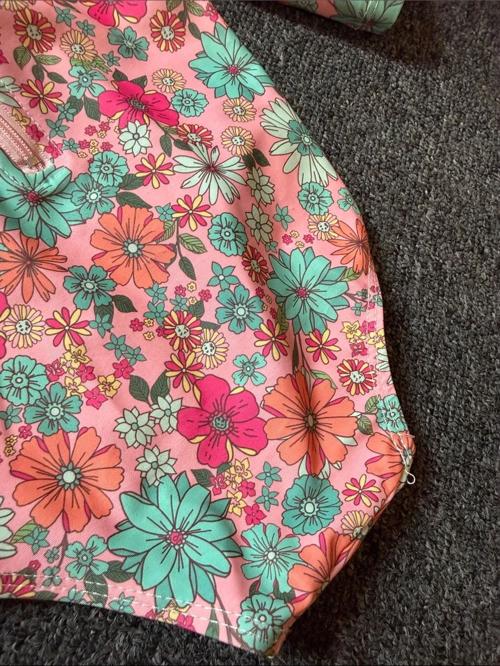 Kids Floral Long-Sleeve Rash Guard Swimsuit - Pink/Mint size 18 months